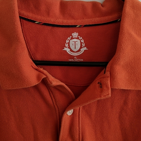 Men's Long Sleeve Orange Polo - Picture 2 of 3
